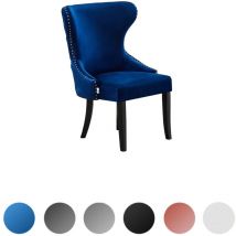 Pn Home - Sedia da pranzo singola Mayfair lux in velluto con gambe in legno - Sedia da pranzo - Sedia imbottita - Sedia da pranzo moderna - Blu reale