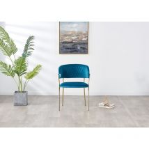 Pn Home - Sedia da pranzo singola Trafalgar Lux in velluto con gambe in metallo dorato - sedia da pranzo - sedia imbottita - sedia da pranzo moderna