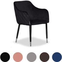 Pn Home - Sedia da pranzo Verona in velluto singola - Gambe in metallo con terminali argentati - Sedia da pranzo - Sedia imbottita - Sedia da pranzo