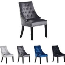 Pn Home - Sedia da pranzo singola Windsor in velluto con gambe in legno - Sedia da pranzo con schienale ad anello - Sedia imbottita - Sedia da pranzo