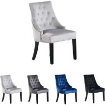 Sedia da pranzo singola Windsor in velluto con gambe in legno - Sedia da pranzo con schienale ad anello - Sedia imbottita - Sedia da pranzo moderna