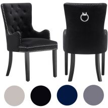 Set di 2 sedie da pranzo Windsor lux imbottite in velluto con braccioli per sala da pranzo cucina - nero