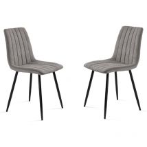 Sedia da pranzo in tessuto Grigio Chiaro gambe metallo nere - kole 2 sedie