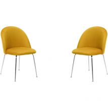 Sedia da pranzo in velluto Senape con gambe in metallo Cromo - PARIS 2 sedie