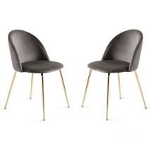 Sedia da pranzo in velluto Grigio Scuro e gambe metallo Oro - venezia 2 sedie