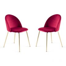 Sedia da pranzo in velluto Rosso e gambe metallo Oro - VENEZIA 2 sedie
