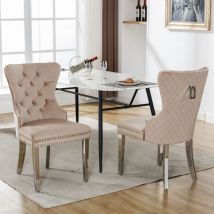 Okwish - Sedia per sala da pranzo (sedia da cucina, sedia da soggiorno con battente unico sul retro, 2 pezzi), sedia imbottita con finitura a