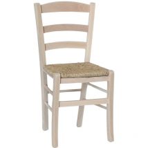 Okaffarefatto - Sedia da sala da pranzo in legno paesana da dipingere con sedile in paglia