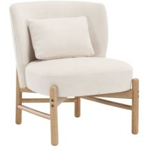 Sedia da Salotto in Ciniglia Poltroncina Moderna con Gambe in Legno Poltrone Salotto per Camera da Letto, Bianco