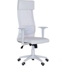 Adec - Sedia da scrivania Airflow cuscino da scrivania per ufficio cuscino lombare regolabile in altezza 120-128x65x65 cm colore bianco