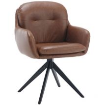Poltrona Salotto Girevole in Ecopelle Poltroncina Imbottita Moderna Sedia da Scrivania Poltroncina Girevole Iregolabile per Ufficio, Marrone