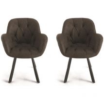 Sedia da soggiorno in ecopelle Marrone gambe metallo celia Set 2 pz