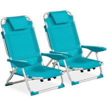 Set di 2 poltrone clic clac da spiaggia in poliestere azul