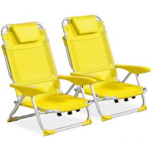 Set di 2 poltrone clic clac da spiaggia in poliestere giallo