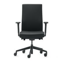 Trendoffice - Sedia da ufficio girevole con tecnologia sincrona nera 410-520mm con braccioli Portata 110kg