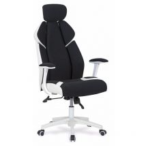 Arredamento1 - Sedia da ufficio Houston 1492, Nero + Bianco, 120x65x70cm, Con braccioli, Con ruote, Meccanismo sedia: Meccanismo multi-blocco