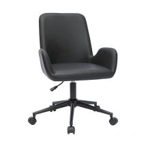 Miliboo - Sedia da ufficio in poliuretano nero e metallo nero alban