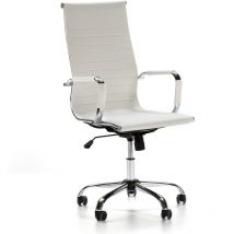 Vs Venta-stock - Sedia da Ufficio Londres reclinabile Bianco, Ecopelle, Sedia Executive con poggiatesta Imbottito, Altezza Regolabile, Design