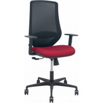 P&c - Poltrona Mardos synchro in rete nera bali maroon con braccioli regolabili