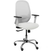 Sedia Cilanco white mesh white bali seat white bracciolo regolabile base cromata ruote parquet