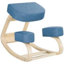 Sedia ergonomica con inginocchiatoio in legno di betulla e cuscino. 51X69X58CM. blu