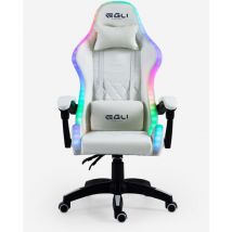 Egli - Sedia gaming bianca poltrona massaggiante led reclinabile ergonomica Pixy Plus