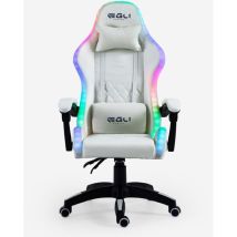 Sedia Gaming Bianca Poltrona Massaggiante Led Reclinabile Ergonomica Pixy Plus
