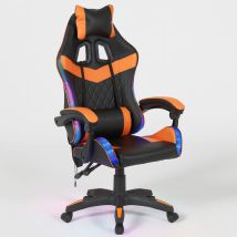 Shally Dogan - Sedia Gaming Da Scrivania Arancione E Nera Led Rgb Altezza Regolabile 106-116cm