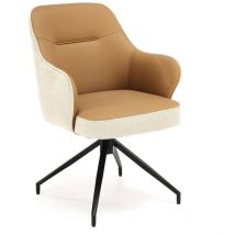 Arredamento1 - Sedia Houston 1601, Beige + Nocciola, 85x60x65cm, Eco pelle, Metallico