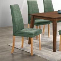 Toscohome - Sedia imbottita con struttura in legno rovere e tessuto verde - Tomy