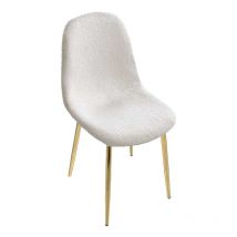 Sedia imbottita teddy in tessuto bianco con gambe oro 44X48X88 cm