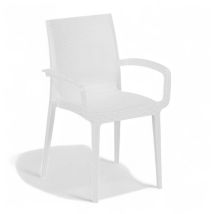 Sedia Impilabile Con Braccioli In Resina Effetto Rattan Duke - Bianco