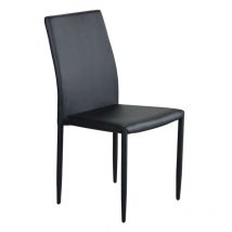 Sedia impilabile da interno con struttura in acciaio rivestita in ecopelle Light Skin - DarkGrey