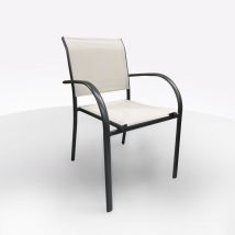 Sedia in alluminio antracite e textilene e beige