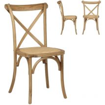 Sedia in Legno Cross Back Pompei Natural Retrò Pub Seduta Paglia