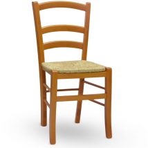 Sedia di legno venezia ciliegio con seduta in paglia