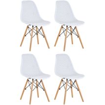 Marinelligroup - Sedia in Polipropilene Set gambe in legno set da 4 sedie bianco design moderno sala da pranzo soggiorno cucina ufficio finch