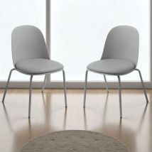 Sedia in polipropilene Grigio con seduta in ecopelle lete 2 sedie