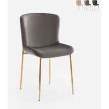 Ahd Amazing Home Design - Sedia in tessuto di design per sala da pranzo con gambe dorate Virin Colore: Grigio