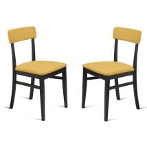 Sedia in tessuto Giallo con struttura in legno LIPSIA 2 sedie