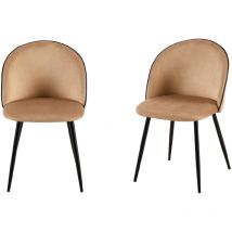 Marinelligroup - Sedia in velluto cappuccino sala pranzo ristorante casa interno gambe in acciaio Paloma set 2 pezzi