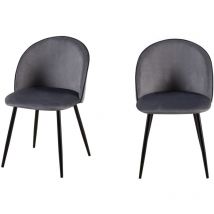 Marinelligroup - Sedia in velluto grigio scuro sala pranzo ristorante casa interno gambe in acciaio Paloma set 2 pezzi