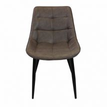 Sedia larga da interno sala da pranzo con struttura in metallo e seduta morbida rivestita in ecopelle No Arm - Brown