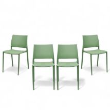 Set Di 4 Sedie Milano Polipropilene Ristorante Bar Verde