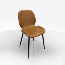 Bissolo Casa - sedia mod. vanna in metallo nero e tessuto vintage cuoio