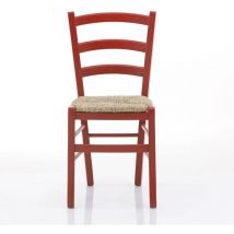 Sedia Venezia con seduta in paglia - Anilina rossa