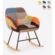 Sedia poltrona a dondolo design moderno patchwork tessuto Woodpecker Colore: Patchwork 3