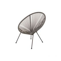 Vette - Sedia poltrona con seduta a corde grigia in polyrattan e ferro cm.70x69x81h per mare giardino piscina
