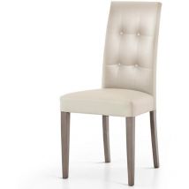 Sedia poltrona imbottita in ecopelle effetto capitonne' dodo set 2 pezzi beige