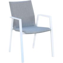Sedia poltrona impilabile da esterno con struttura in alluminio e seduta in textilene imbottito Lagon - White